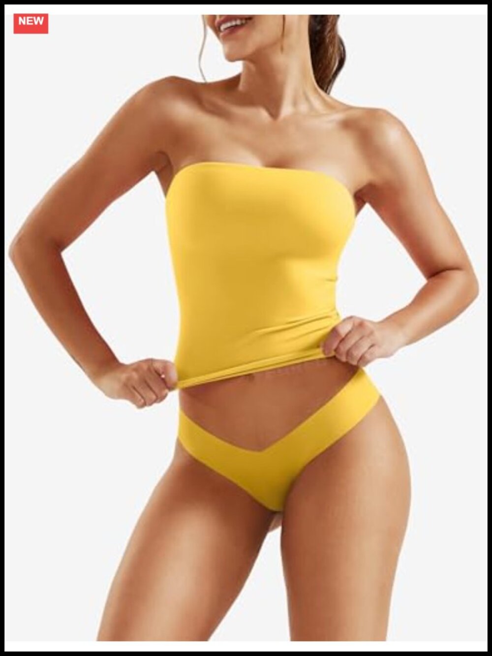 Double Lined Stretchy Tube Top | Strapless Y2K Crop Top | Going Out - Picture 4 of 6